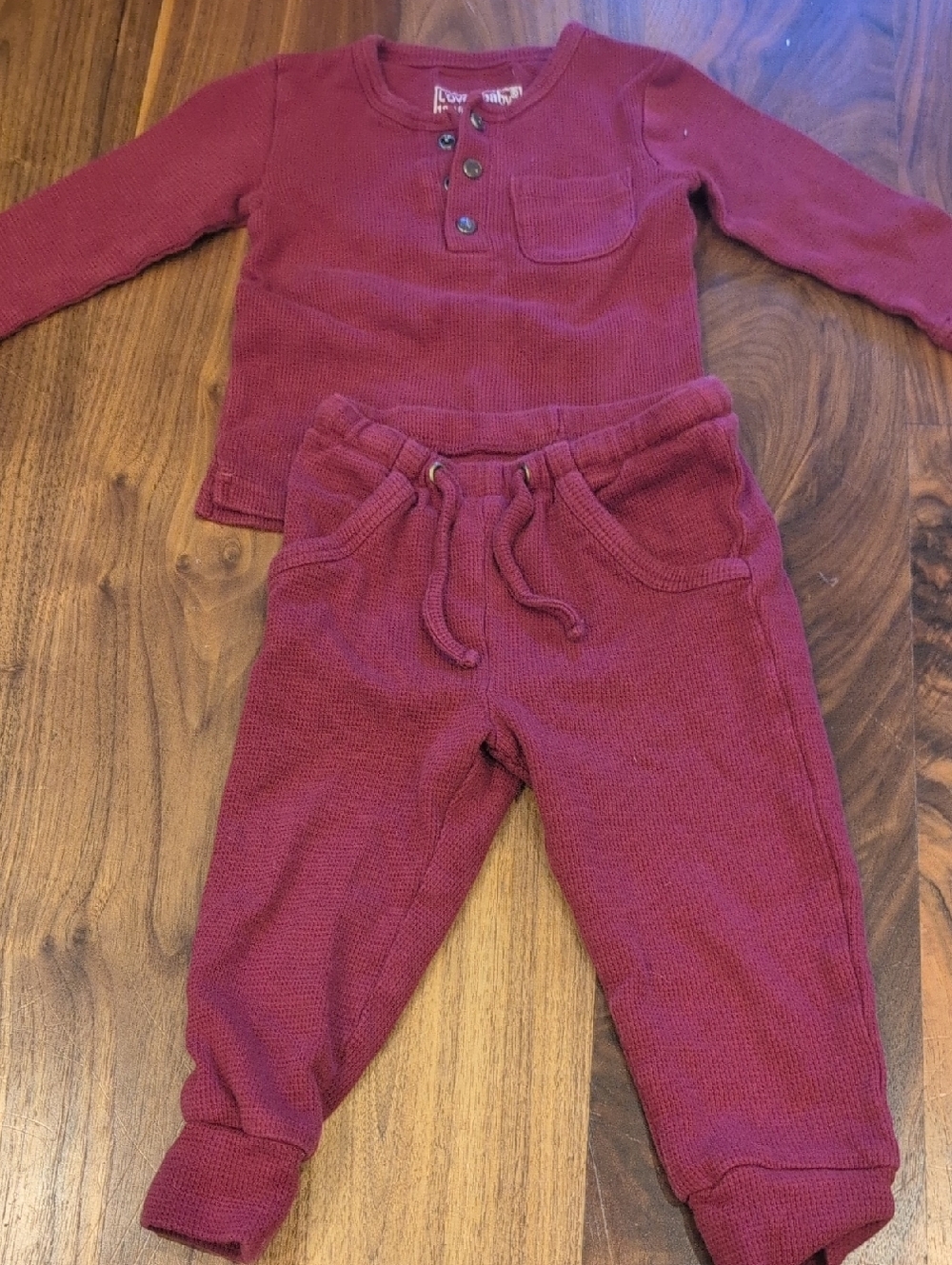 L'ovedbaby Wine Red Thermal Jogger Pants for Kids